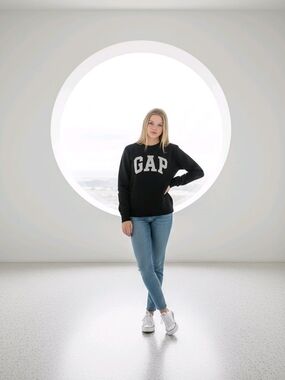 GAP Black Crewneck Sweatshirt with White Logo